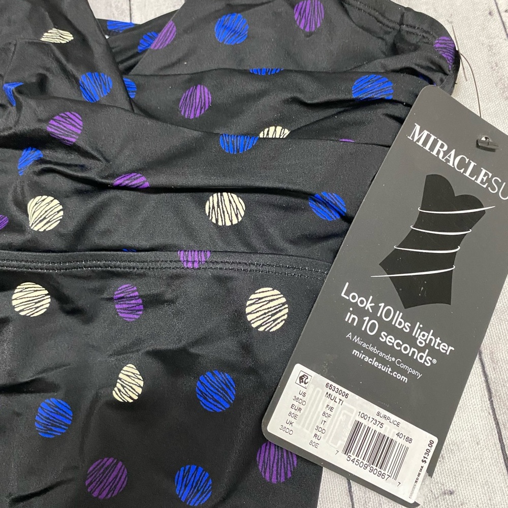 NWT Miraclesuit Spotted Surplice Tankini Top - Picture 12 of 12